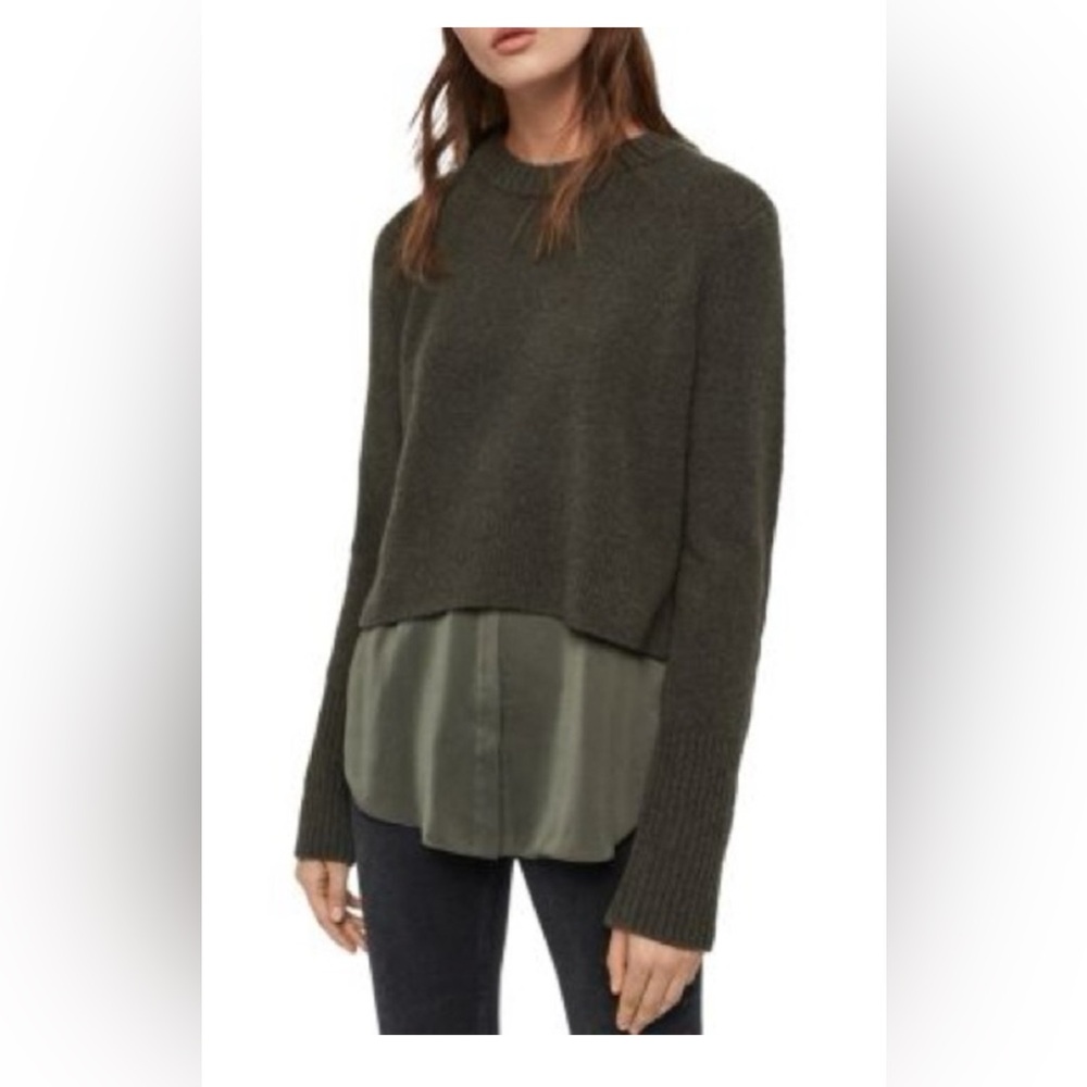 NWT All Saints Dark Green Tierny Shirt Jumper - Picture 3 of 13